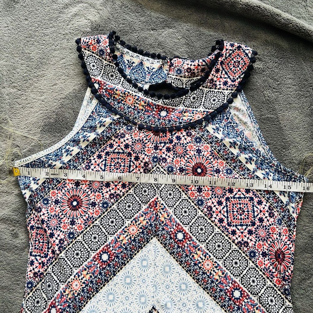 Trixxi Clothing Company Mini Dress Button Neck Closure Collar Geometric Small - Picture 10 of 12